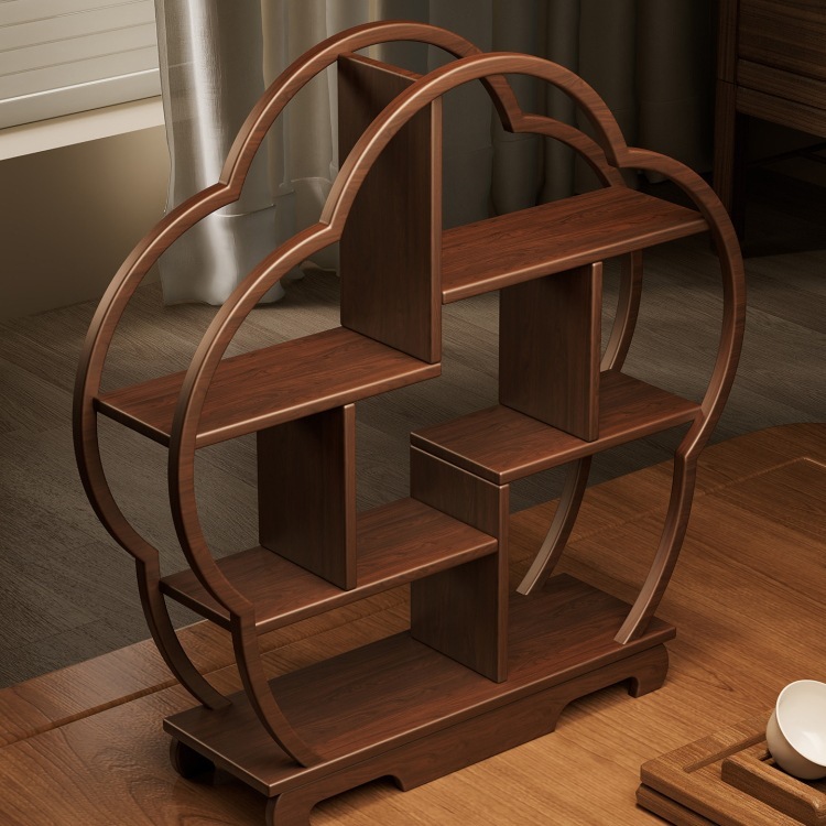 Solid Wood Tea Table Storage Rack Chinese Tea Room Desktop Bogu Rack Small Teapot Tea Set Tea Cup Storage Display Ornaments