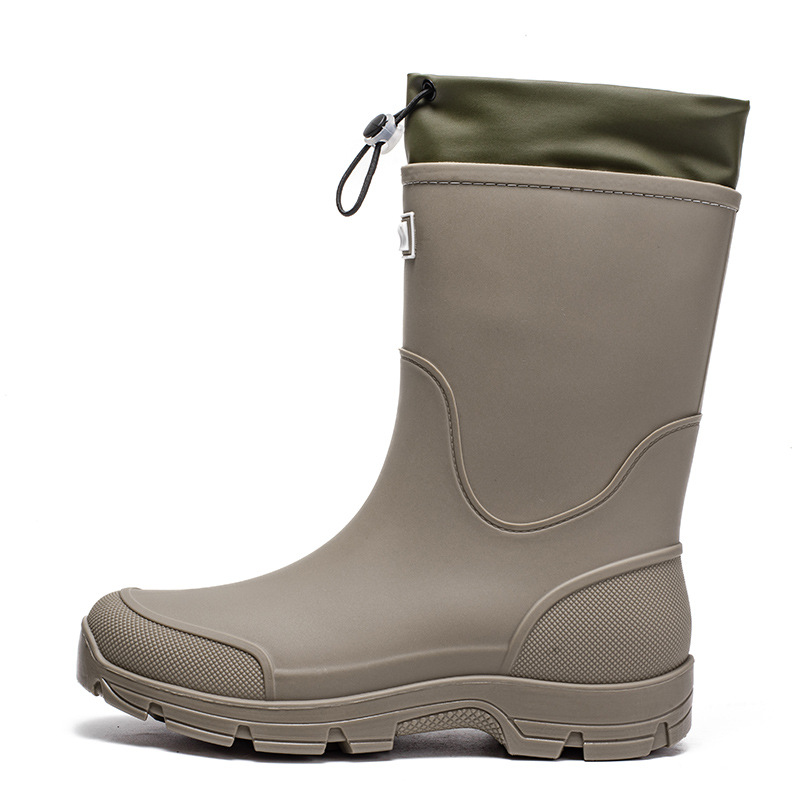 Botas de Lluvia de Caña Media Plástico y Suela de PVC Impermeable Ligero Antipolvo para Actividades al Aire Libre