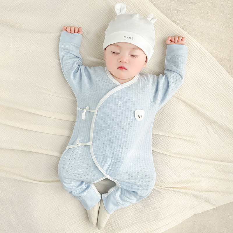 Ropa de bebé recién nacido para primavera y otoño, pelele estilo monje de algodón puro, capa base fina para 0-3 meses, mono para bebé recién nacido.