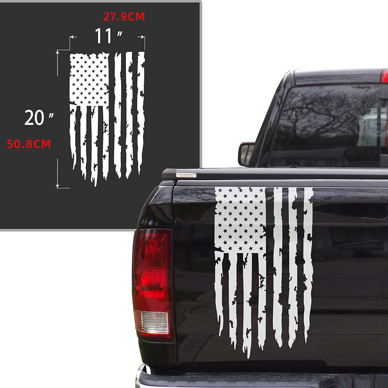 Bandera americana camioneta coche bandera pegatina camión bloque trasero grande roto vinilo calcomanía personalización