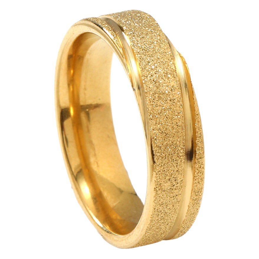 Transfronterizo europeo y americano moda titanio anillo de acero oro doble barra esmerilado lote flor anillo simple fabricante de joyas de acero inoxidable