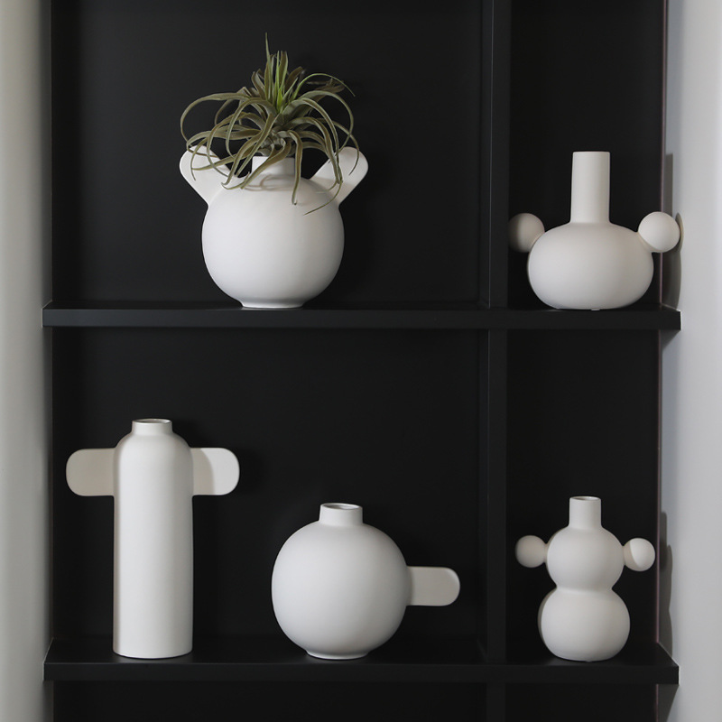 Blanco creativo ins estilo florero de cerámica moderna sala estar arreglo floral arte abstracto artesanía decoración decoraciones suaves