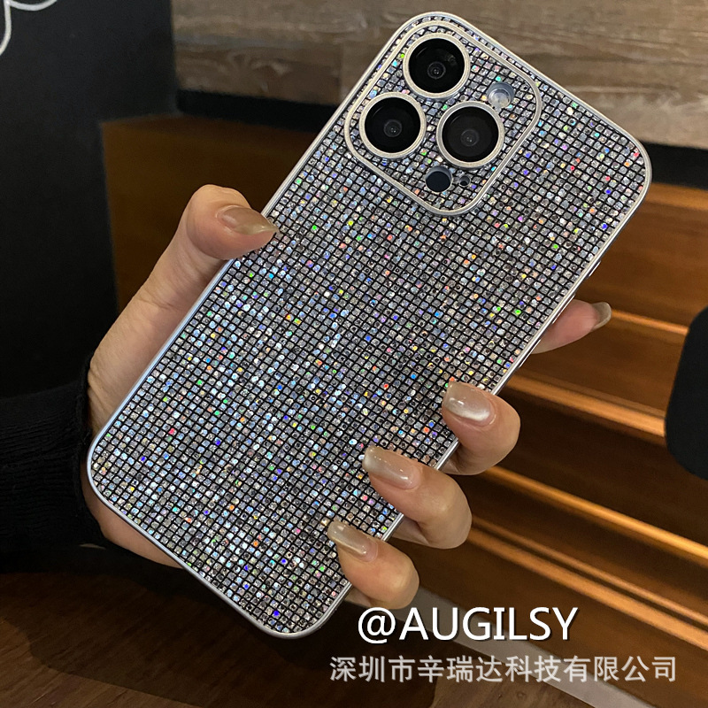 适用iphone16ProMax闪钻侧边贴钻PC手机壳自带镜头膜苹果15保护套|undefined