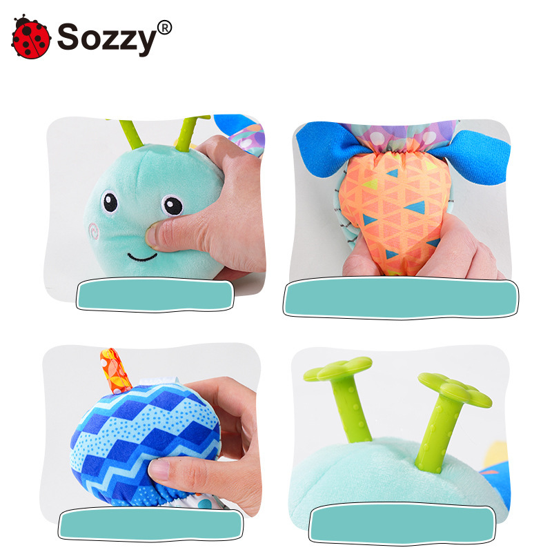 Sozzy oruga de goma, regla de altura, recién nacido, muñeca de peluche, muñeca de educación temprana, juguete de iluminación para bebés