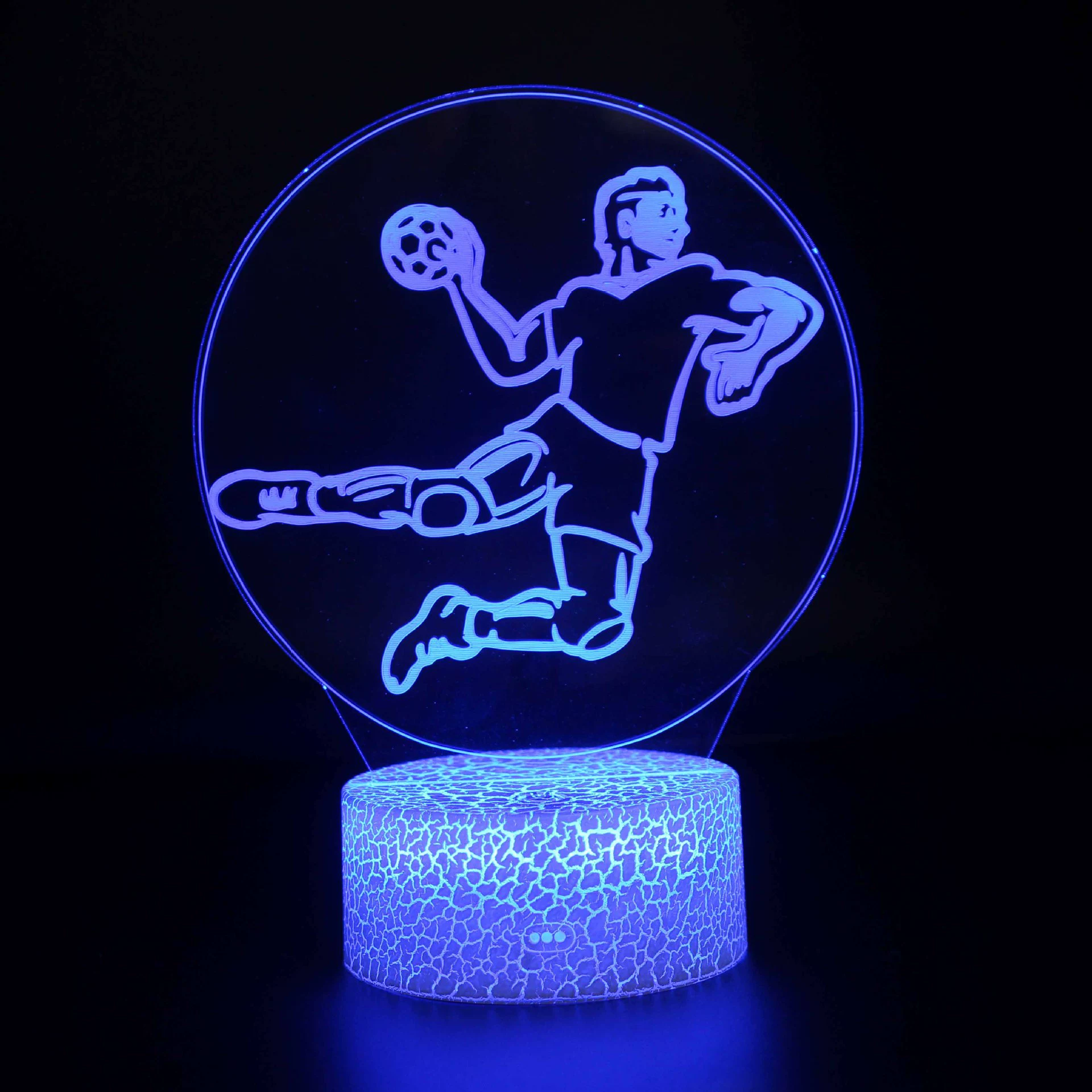 3D LED настольная лампа (Zuoba), футбольная акриловая панель, сенсорная/пульт дистанционного, многоцветные основания серии ZB‑