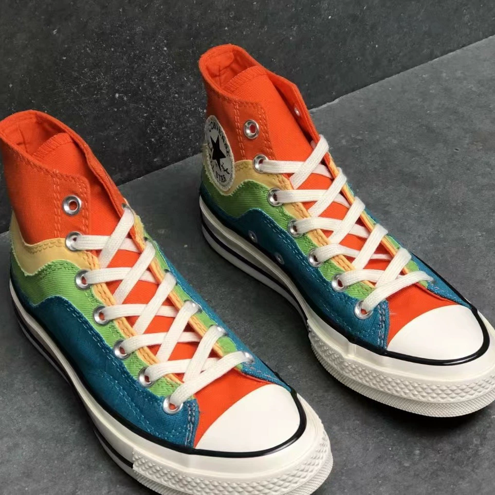Meiqi Converse ретро 1970-х Samsung Chuck 70 радуга сшивка контрастный канвасовые кроссовки повседневная обувь