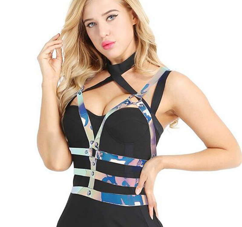 sq71欧美镭射炫彩皮质个性时尚束缚腰带街舞演出腰链潮流皮带