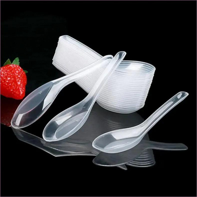 【Available for delivery in Xinjiang】【New Simple Design】Practical disposable dessert spoons and soup spoons for fast food commercial use and takeout packaging