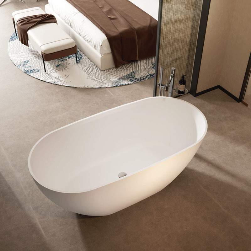 Freestanding Corian Artificial Stone Bathtub, High-End Hotel and Homestay Integrated Linear Durable Bathtub for Home Use