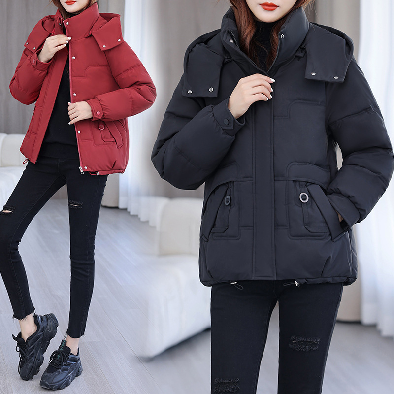 2025 nueva ropa de algodón corta coreana sombrero extraíble, chaqueta de algodón caliente de moda extranjera gruesa image 3