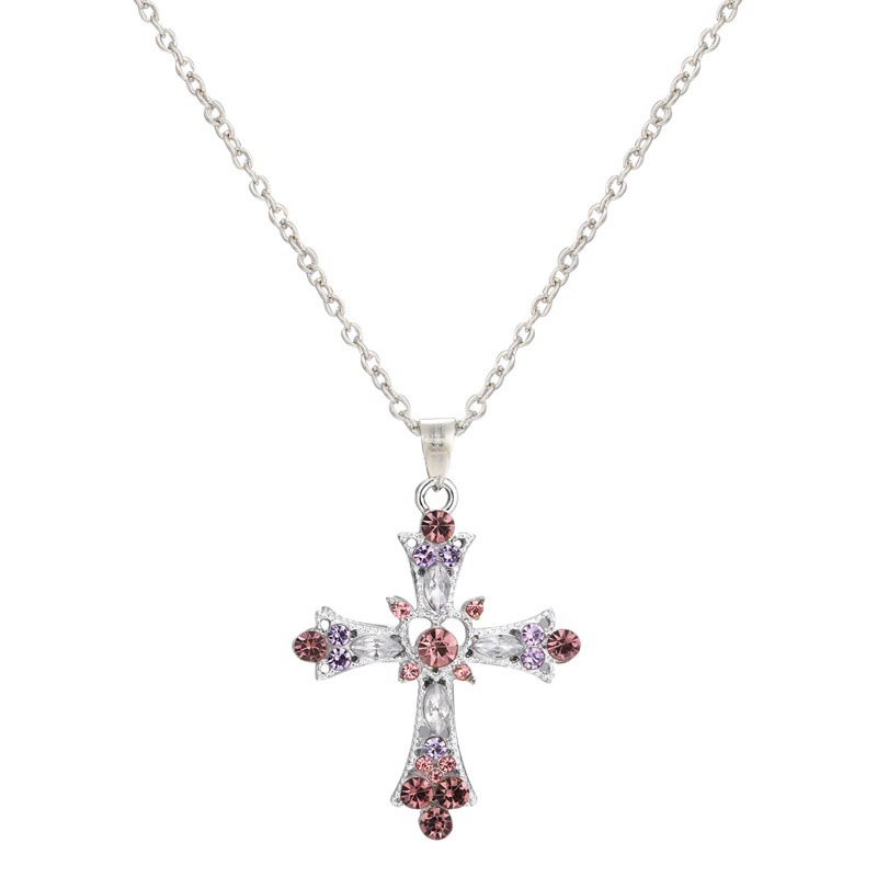 Сладкий крутой стиль Spice Girl Cross Ожерелье Женское тяжелое промышленное инкрустированное бриллиантами готическое ожерелье в европейском и американском стиле Y2K Дизайн ожерелья Цепочка на ключицу