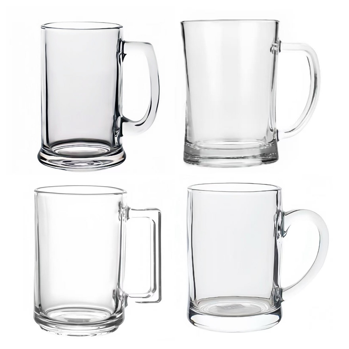 Mayorista de vidrio transparente comercial tazas de cerveza tazas de vino tazas de té tazas de jugo tazas de bebida logotipo imprimible