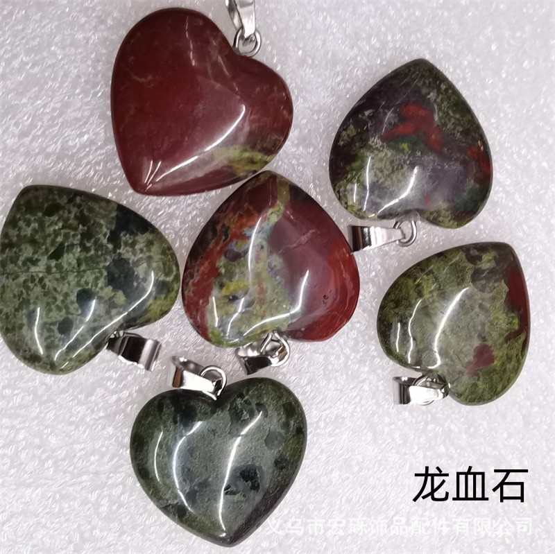 Natural cristal ágata Dongling Jade de doble cara en forma de corazón de amor colgante collar de accesorios de la joyería de la joya de la fábrica al por mayor
