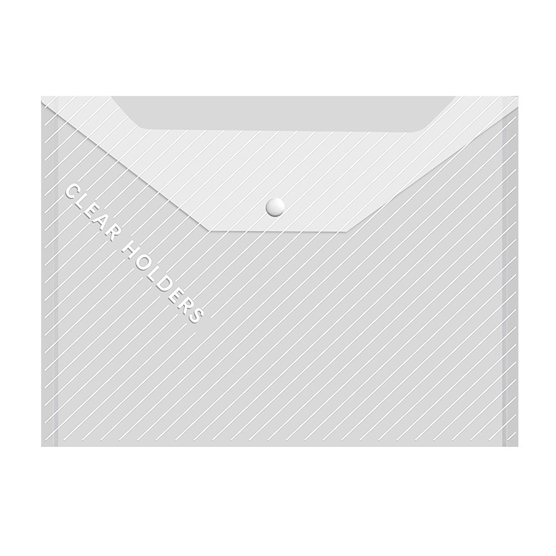 Bolsa de archivos A4 gruesa botón transparente de gran capacidad de almacenamiento de archivos de papel de prueba botón bolsa de papelería de oficina