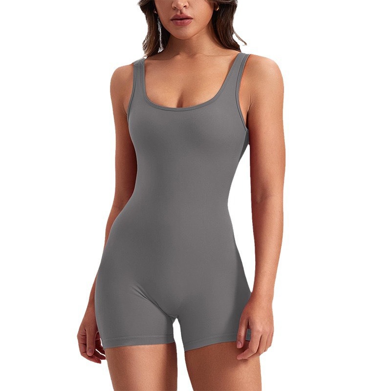 Skinny Fit Type Solid Color Pattern Summer Season Women's Holiday Daily Beach Bodysuits Simple Style Solid Color Shorts Hollow Out Backless Rompers