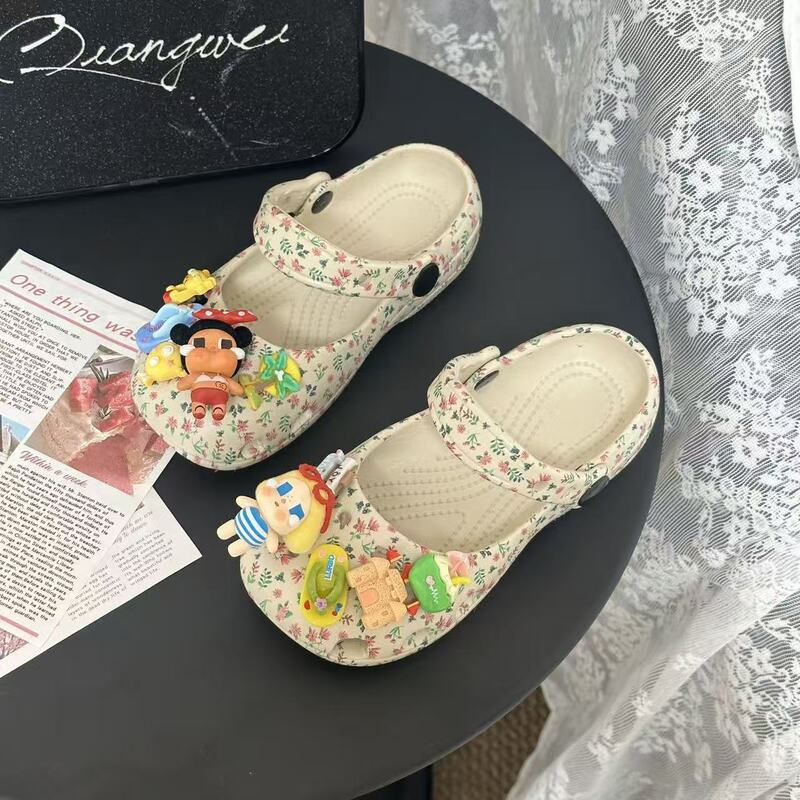 Parent-Child Style Crying Baby Floral Ballet Clogs Summer New Cartoon Thick-Soled Outdoor Sandals Beach Slippers for Women Parent-Child Style Crying Baby Floral Ballet Clogs Summer New Cartoon Thick-Soled Outdoor Sandals Beach Slippers for Women
