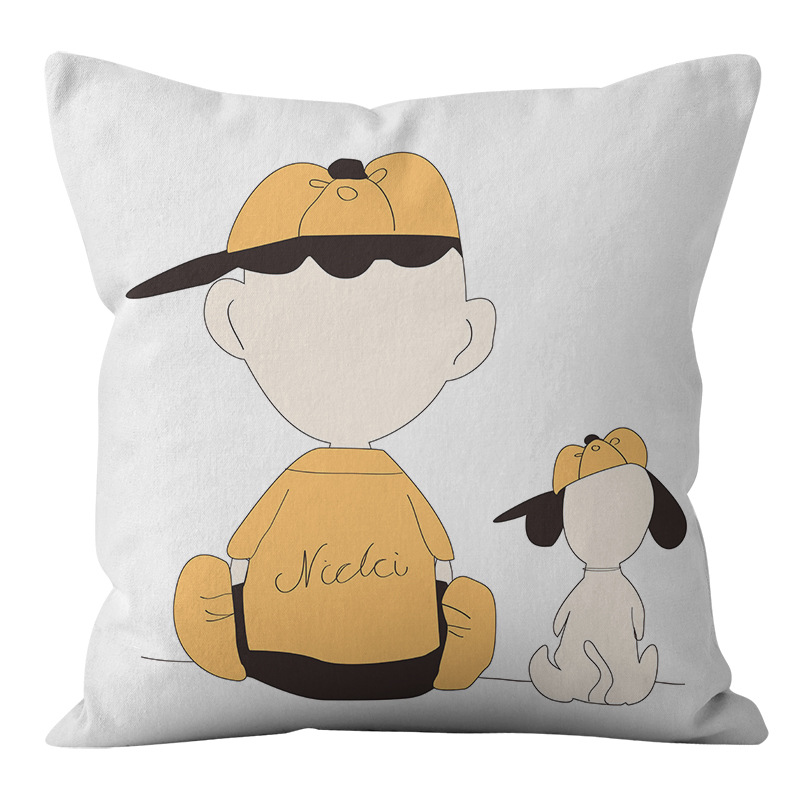 Animación dibujos animados Snoopy almohada cubierta sofá sala de estar dormitorio cojín almohada decoración del hogar simple almohada cubierta