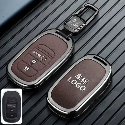 for Accord, Civic, Breeze, Car key bag - honda-c-model-3-button-start-hold-leather-texture-brown-trapezoidal-buckle