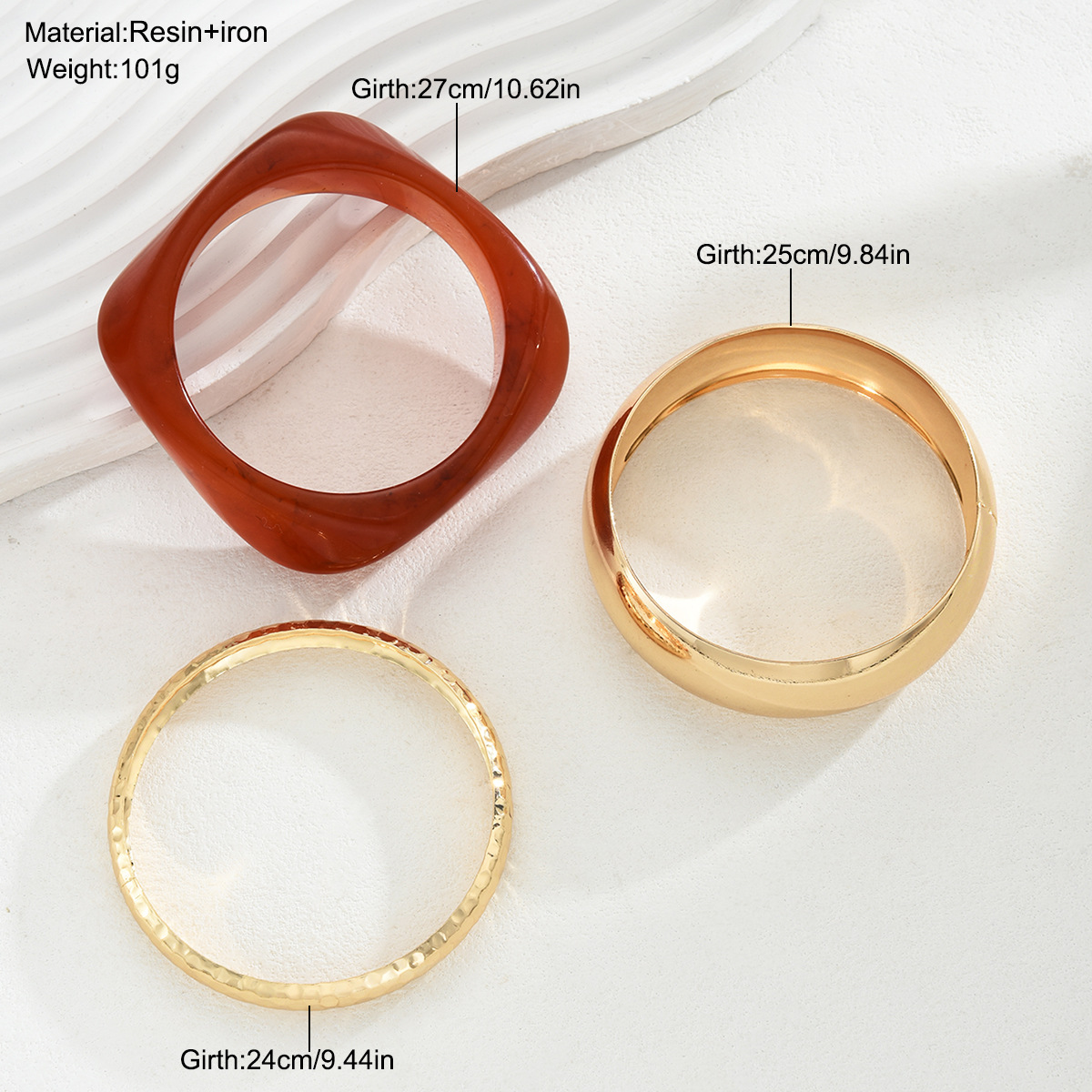 Joyas transfronterizas europeas y estadounidenses ins superpuestas pulseras de resina poligonal de moda pulseras de resina metálicas de geometría lisa