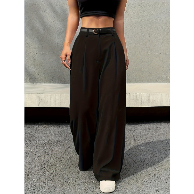 Amazon Cross-Border European and American Spring and Autumn Versatile Trendy Fashion Cool High-Waisted A-Line Straight-Leg Suit Loose Fit Slimming