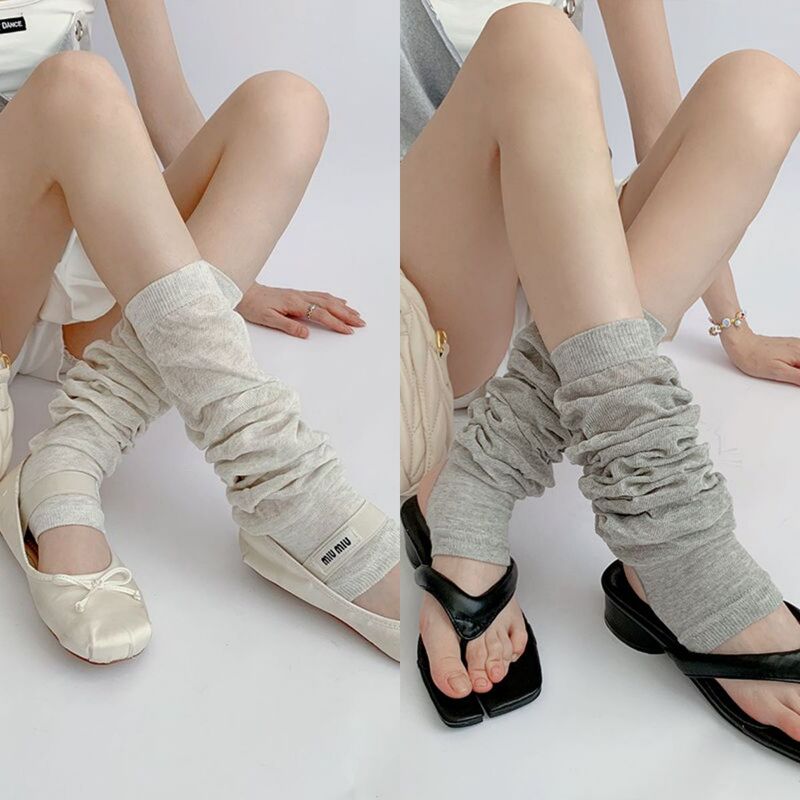 ins美少女ソックスレディース秋ロンググレー足踏みレッグカバーバレエ風白パイルソックスふくらはぎソックス|undefined