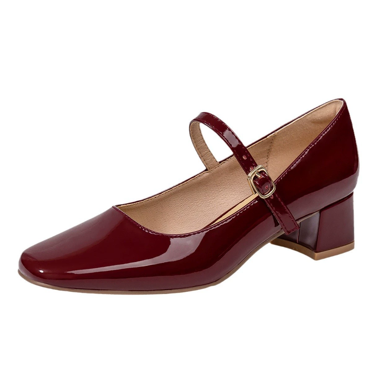 Mary Jane Shoes, Classic Style, Thick Medium Heel, Square Toe — Spring 2026, Sizes 35–41