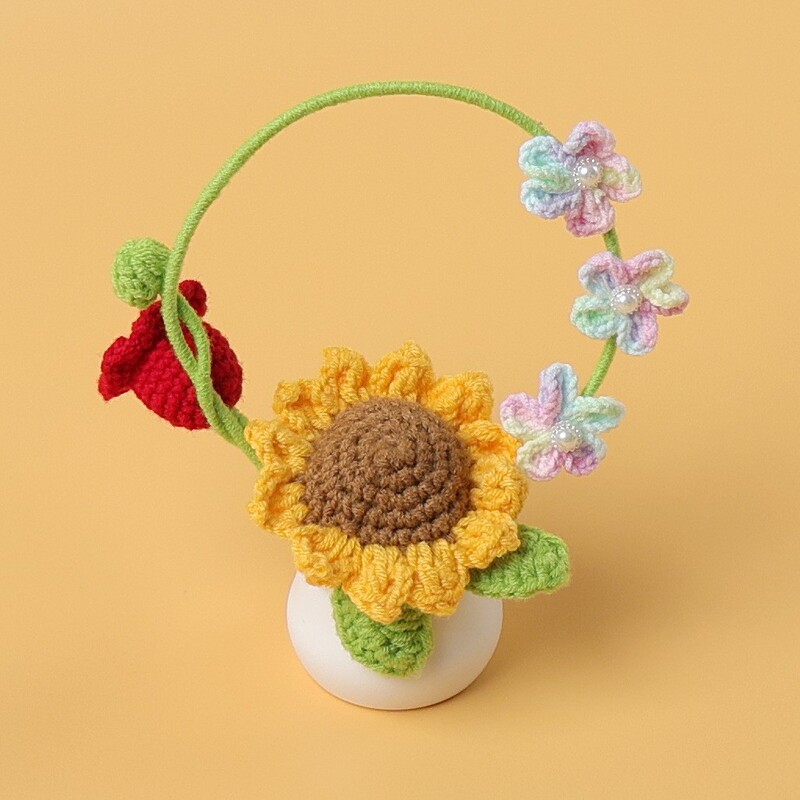 完成したウールひまわり鉢植えスズラン造花チューリップデスクトップ装飾品バレンタインデー教師クラスメートギフト|undefined
