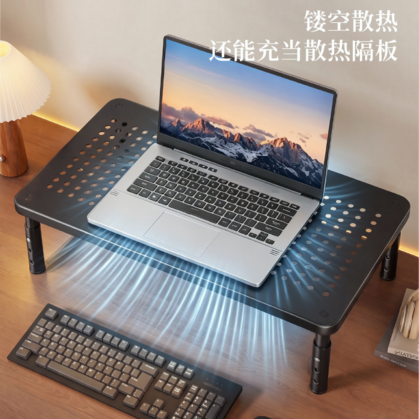 Soporte Elevador para Monitor de Acero al Carbono Ajustable para Escritorio