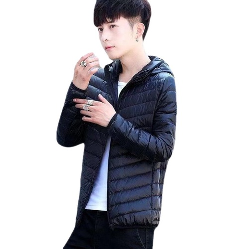 Cotton clothing men's foreign trade men's lightweight Yurong cotton clothing winter slim hooded stand collar solid color warm vest jacket for men