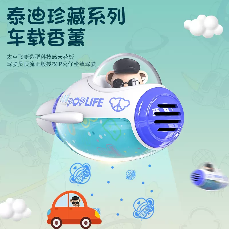 新款车载香薰出风口装饰芳香卡通正版公仔星空投影小夜灯跨境礼品