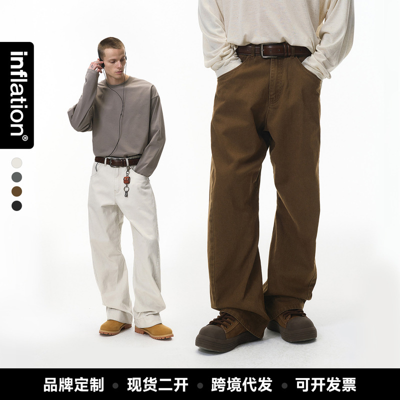 Jie Zhan Men's Clothing | Washed 3D Curved Pants 26 Spring/Summer New American Retro Distressed Pure Cotton Workwear Casual Pants