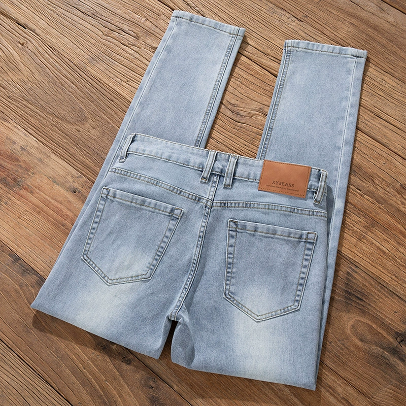 Quality summer thin light jeans for leisure, elastic universal trousers
