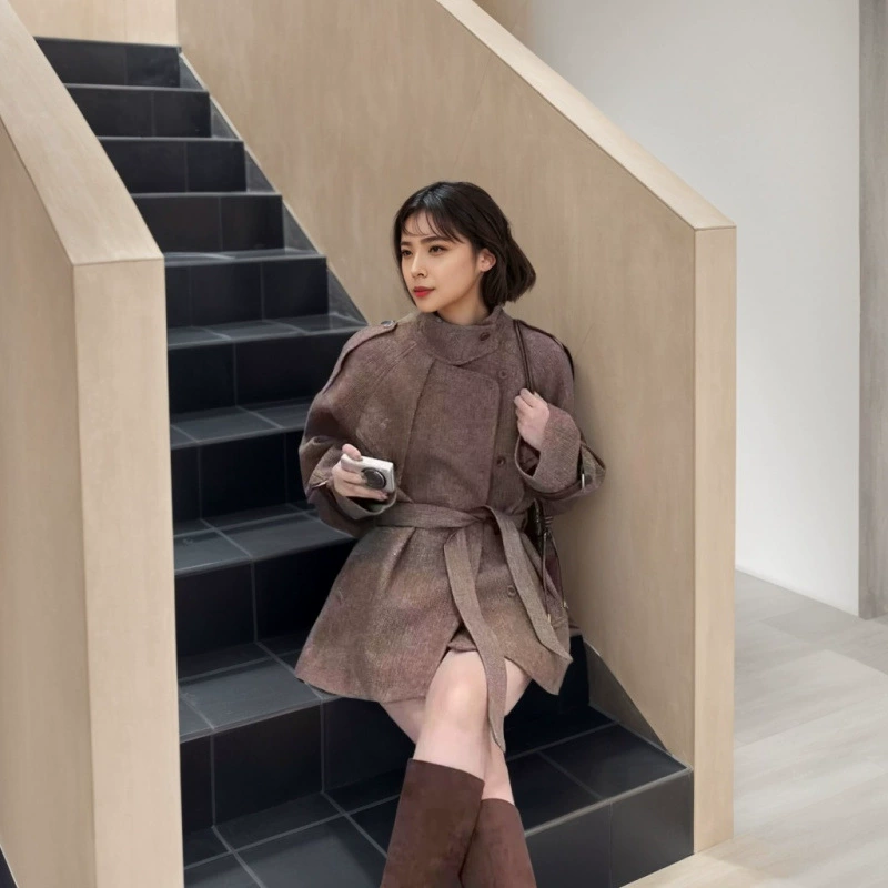 Осеннее trench coat, брейс, шерстяное пальто, корейский стиль, высокое качество стиля