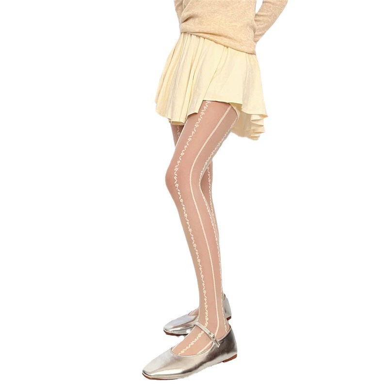 Retro lace thin tights, 2023 collection, fitted