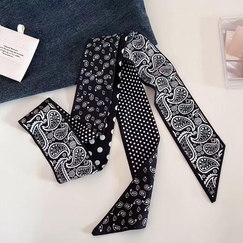 新しいシルクスカーフフレンチカシューフラワーストリーマー女性の多用途装飾スカーフネクタイヘアロング両面スカーフ|undefined