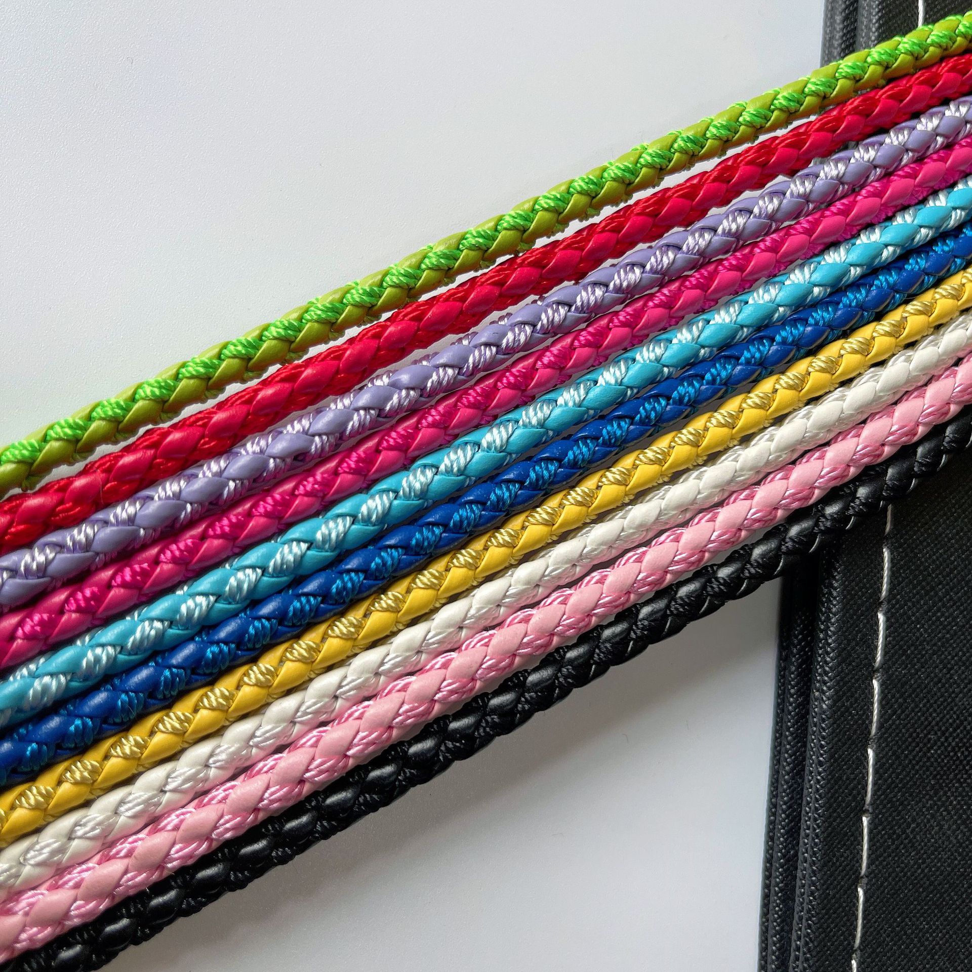 厂家直销 六股皮加线 pu皮绳diy手链箱包手机吊绳配件