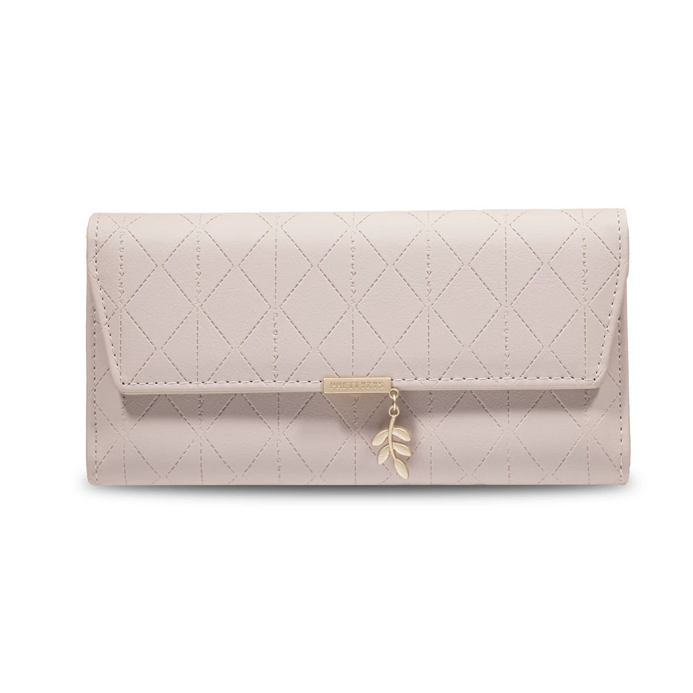 Long folding wallet, quilted design, capacious, multiple colors