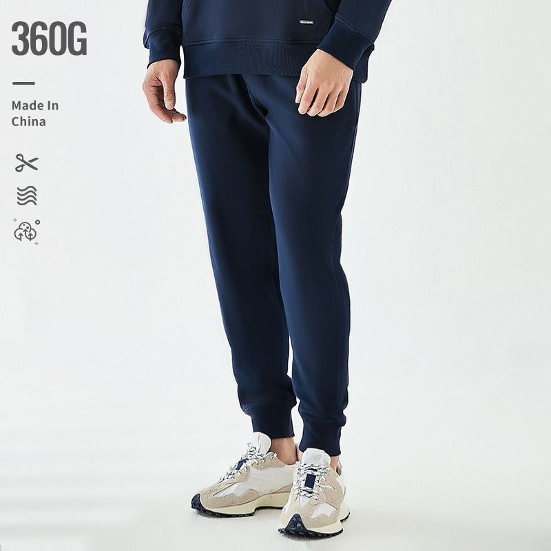 2020 Autumn Vintage Men's Casual Pants Solid Color Knitted Cotton Long Pants Sweatpants Mid-Waist Pants Wholesale Pure Cotton