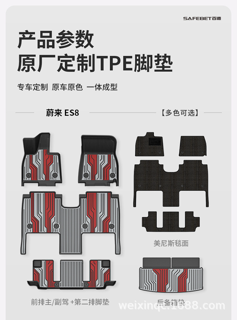 Suitable for Nio Es8 Es6 Ec6 Et5 Et9 Es9 Special Vehicles, Colorful Tpe Car Floor Mats