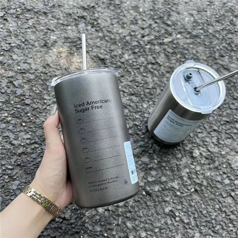 ネット赤オリジナル小衆金属ステンレス鋼600mlアイスアメリカンコーヒーカップ随行保温ストローカップ携帯|undefined