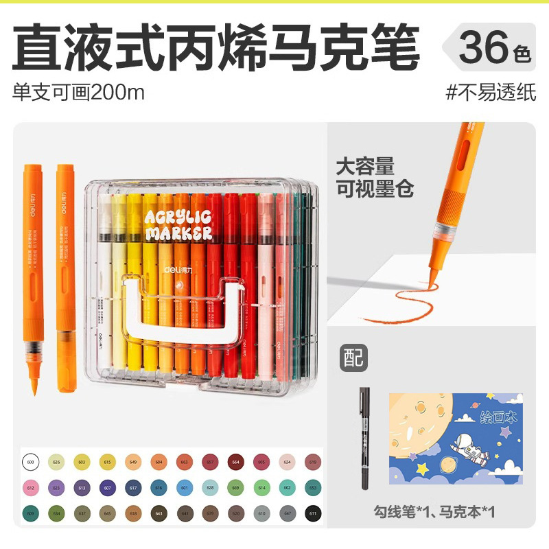 デリバッグ ストレート液体アクリルマーカーペン ソフトヘッド 積み重ね可能 強力なカバー力 小学生の絵画用の紙が透けにくい|undefined