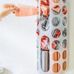 ワレラゴミ袋収納ボックス 折りたたみ式キッチンゴミ袋収納ボックス 壁掛け式エコプラスチック袋取り出しボックス
