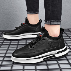 Korean Men's Round Head PU Face Sports Shoes Men 2024 Spring New Trendy Men's Casual Shoes Cross-border Wholesale