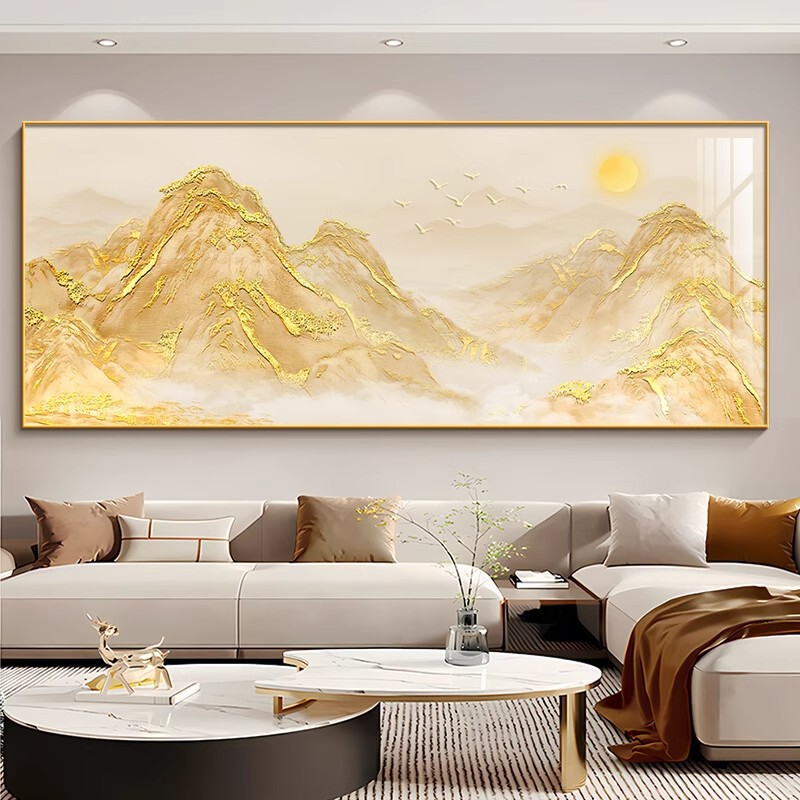 日照金山靠山水画装饰画客厅办公室沙发轻奢高级感背景墙壁画挂画|undefined