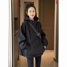 黑色冲锋衣外套女春秋装新款2025韩系斜拉链流行洋气休闲上衣
