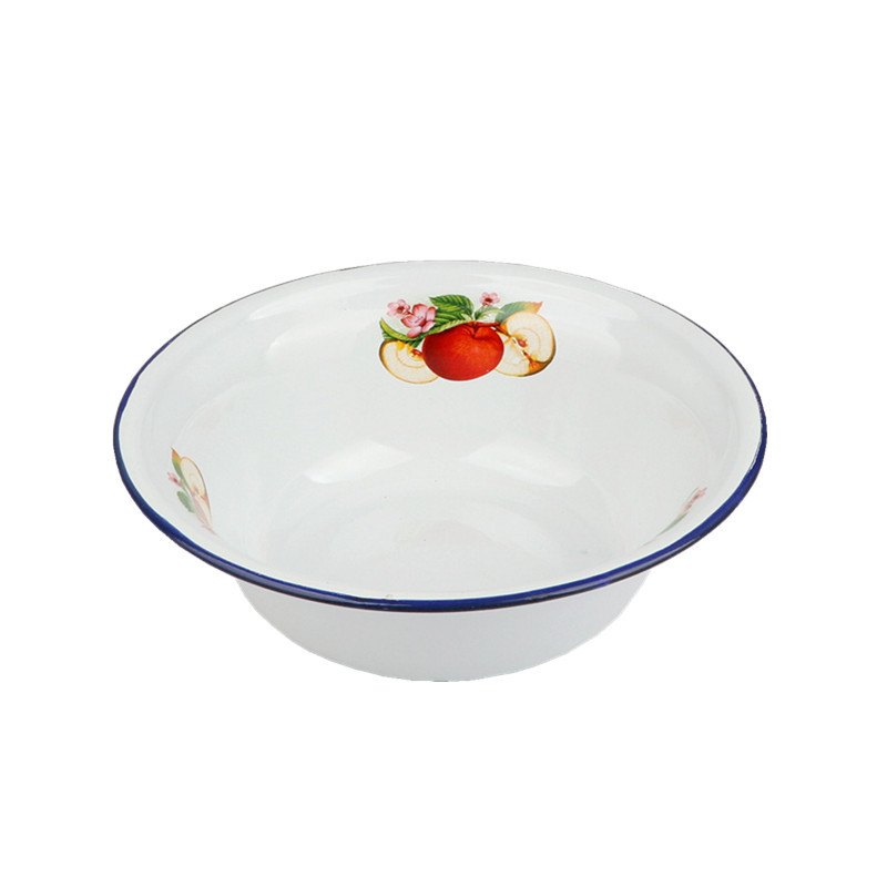 Clásico nostálgico esmalte cuenca profunda cuenca plana cuenca multipropósito esmalte cuenca de esmalte cuenca de sopa cuenca de sopa cuenca de mezcla cuenca profunda