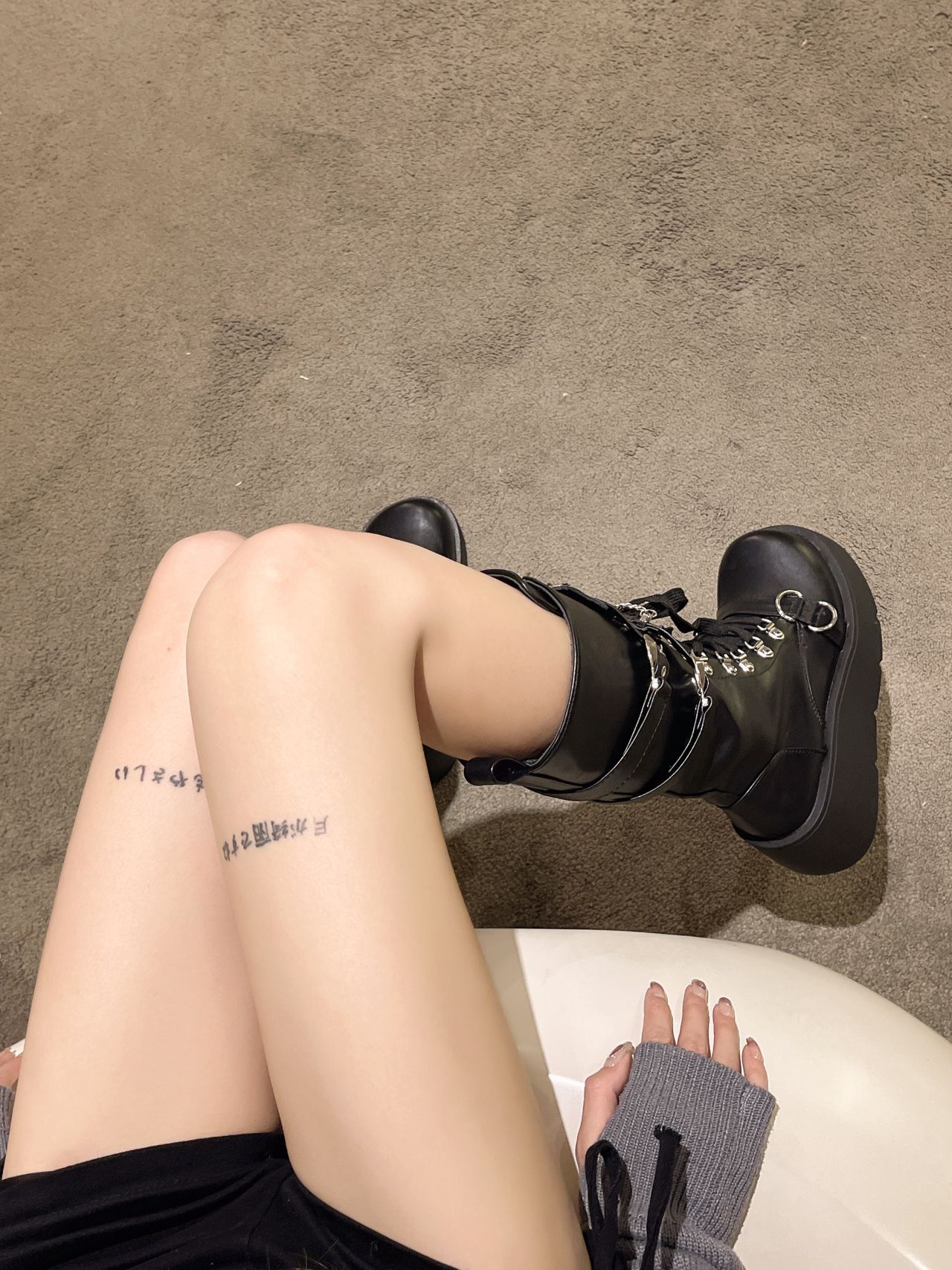 Women's Shoes rivet buckle thick heel mid tube boots women's Gothic punk style knight boots _voghion.com