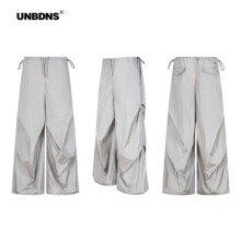 UNBDNS美式复古工装裤女夏季伞兵休闲裤抽绳百搭运动宽松阔腿长裤