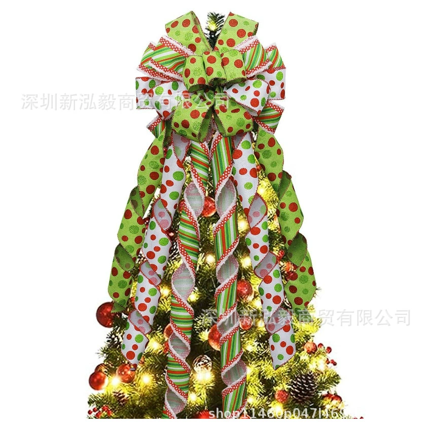 Рождественская зеленая рождественская елка бант украшения большой красный зеленый горошек подарок бант рождественский костюм