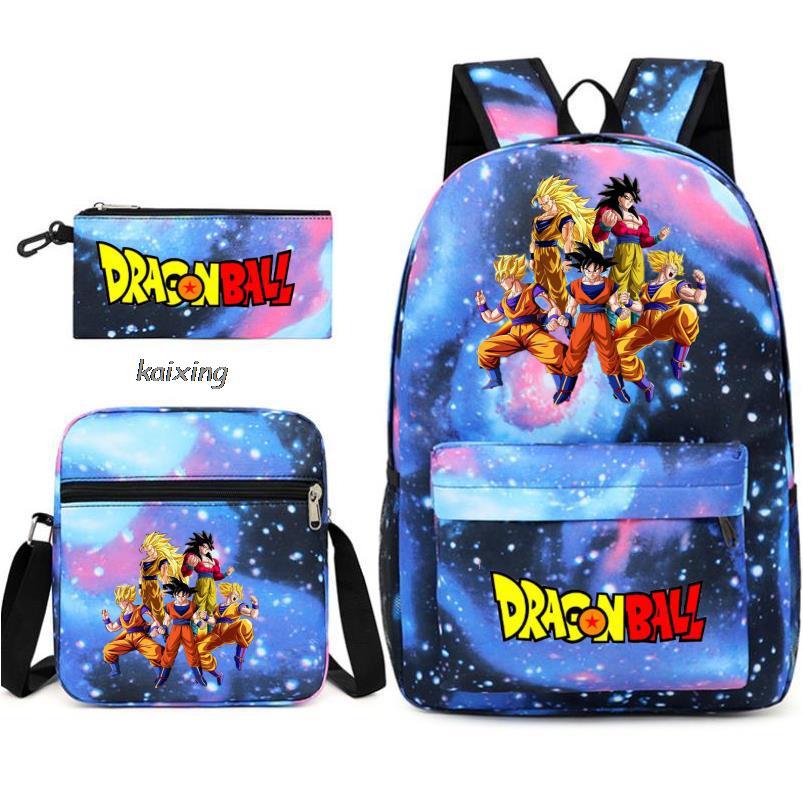 Juventud Dragon Ball mochila estudiante bolsa de hombro bolsa de viaje conjunto de 3 piezas